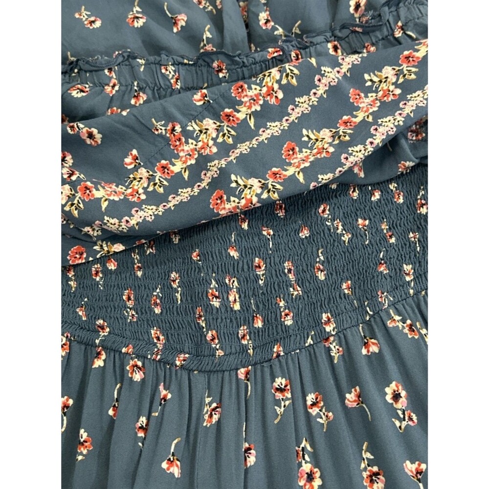 Jopana Boho Strapless Jumpsuit Rayon Floral Ruffle Wide Leg Resort Soft - Picture 6 of 7